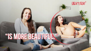 Ana B teases her big natural tits while masturbating