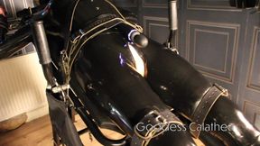 Rubber Doll Bondage and Teasing in Inversion Table