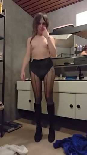 SissyJoyce undressing in bathroom