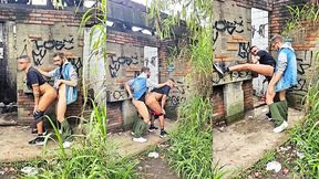 bahian bottom takes another hung bahian s thick cock raw behind abandoned house in the woods
