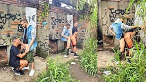 bahian bottom takes another hung bahian s thick cock raw behind abandoned house in the woods