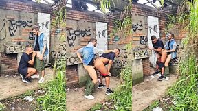 bahian bottom takes another hung bahian s thick cock raw behind abandoned house in the woods