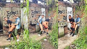 bahian bottom takes another hung bahian s thick cock raw behind abandoned house in the woods