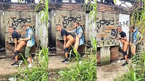 bahian bottom takes another hung bahian s thick cock raw behind abandoned house in the woods