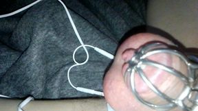 Pretty sissy Sadie caged e-stim orgasm