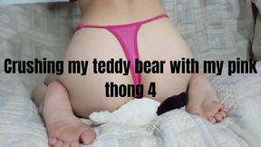 Crushing my teddy bear with my pink thong 4