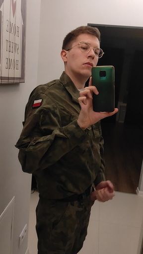 Gay soldier jerks off in military officers 4