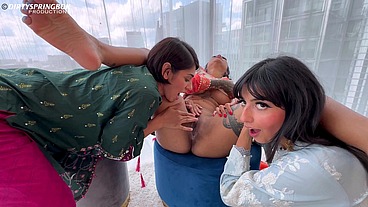 Three Desi Bhabis gone wild