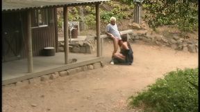 Eve Laurence Is Down On Her Knees Sucking Cock Outdoors, Big Boobs Swinging