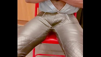 Leather Jeans Wank and Open Shirt Gay Porn edging Session