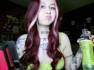 Hawt Alt Redhead Drinking Soda and Burping