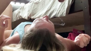 Big ass sniffing milf throat fucked till cum gags