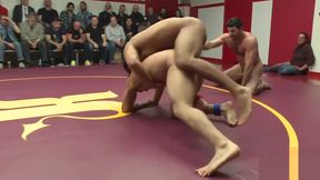 Handsome muscle studs wrestling naked