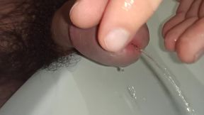 Playing with Foreskin and Pee. Cock Close-up