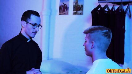 Church priest visits twink in the dorms and fucks him