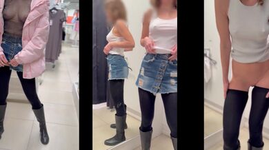 I walk around the store undressing no panties in public