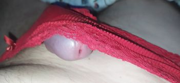 My cock in red clotes