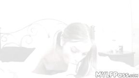 Summer Brooks sucks stepdads big cock before doggystyle fuck