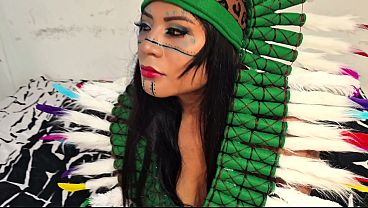 Extremely wild sexy tribal girl wearing traditional loincloth and giant feather crown gets dirty and fucked hard by Colombian studs in an insane hot sexual encounter after World Cup Part 1