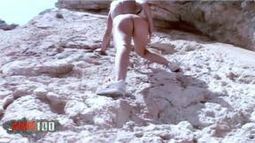 Jenny One: Busty Spanish Jenny One Striptease in Nature