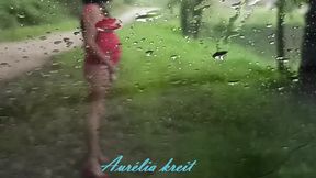 slut crossdresser in cage piss under rain