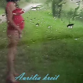 slut crossdresser in cage piss under rain