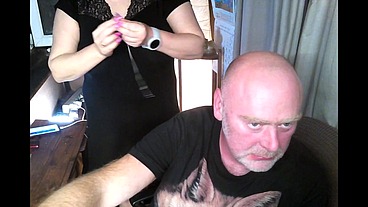 Sexy pranks of a mature married couple on the balcony...