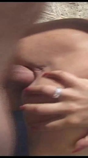 Sexy big boobs double penetrated ass fucking threesome in the garden