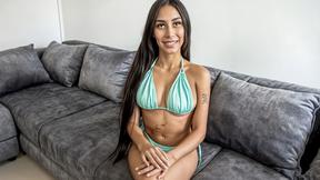 ”Sexy Latin teen model sucks her managers big hard meat at recorded casting!”