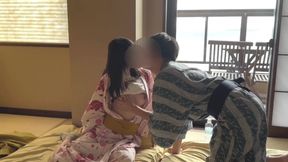 Boyfriend licks Maria&amp;#039;s cute boobs in a yukata  at a hot spring traditional Japanese Inn