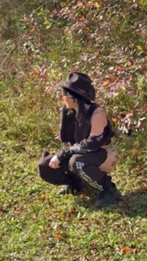 Supportive Girlfriend Films Her Goth GF Pissing Roadside