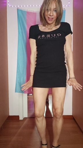 Trans striptease fully naked