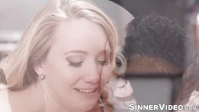 Tattooed Small Hands Licks AJ Applegate's Trimmed Pussy