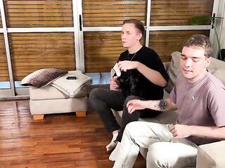 His GF Caught Us Sucking Her Boyfriend's Wang - Str8 to Homosexual Bareback Oral 3some
