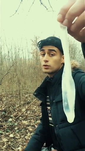 Middle Eastern Guy Swallows Cum From Found Friends Condom and Then Big Cums on Eated Condom