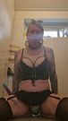 Horny sissy rides dildo