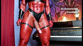 muscle shemale demon is anal fucked hardcore and cums from her big dick (ai generated)