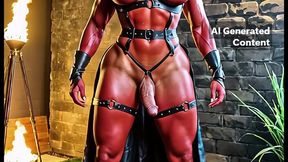 muscle shemale demon is anal fucked hardcore and cums from her big dick (ai generated)