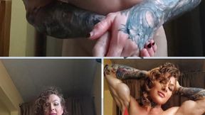 Muscle mommie oiled up for her daddy