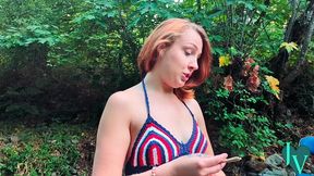redhead winter leigh sucks my huge cock in the woods