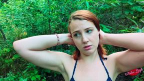 redhead winter leigh sucks my huge cock in the woods
