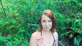 redhead winter leigh sucks my huge cock in the woods