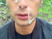 After grindr date I ended like whore outdoor - cum mess on face