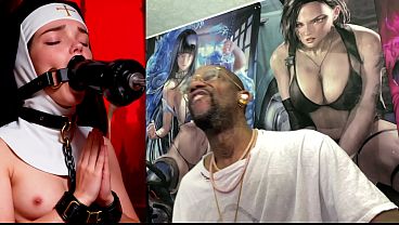 Petite Nun Praying While A Huge Black Dildo Machine Stuffs Her Mouth, AI Generated