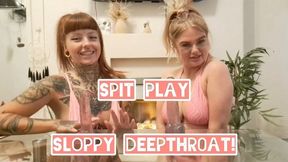 SUPER MESSY SPIT PLAY DEEPTHROATING DILDOS!