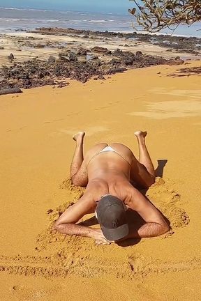 Ladysilva Crossdresser Showing off Her Hot Ass in Panties on the Beach