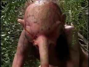 Big Pussy Blonde Chick Outside Hardcore Slammed by Long Nose Creature