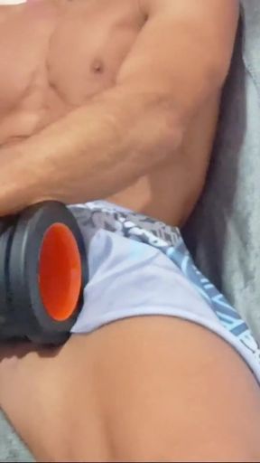 Humping My Thick Cock on Massage Roller - Deep Strokes &amp; Big Cum   Clip 1