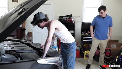 Colby Chambers Dicks Down Sexy Gay Country Boy Mechanic Right Through his Wranglers!! RAW