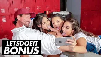 Gorgeous teens please their coach with wild sex for cash